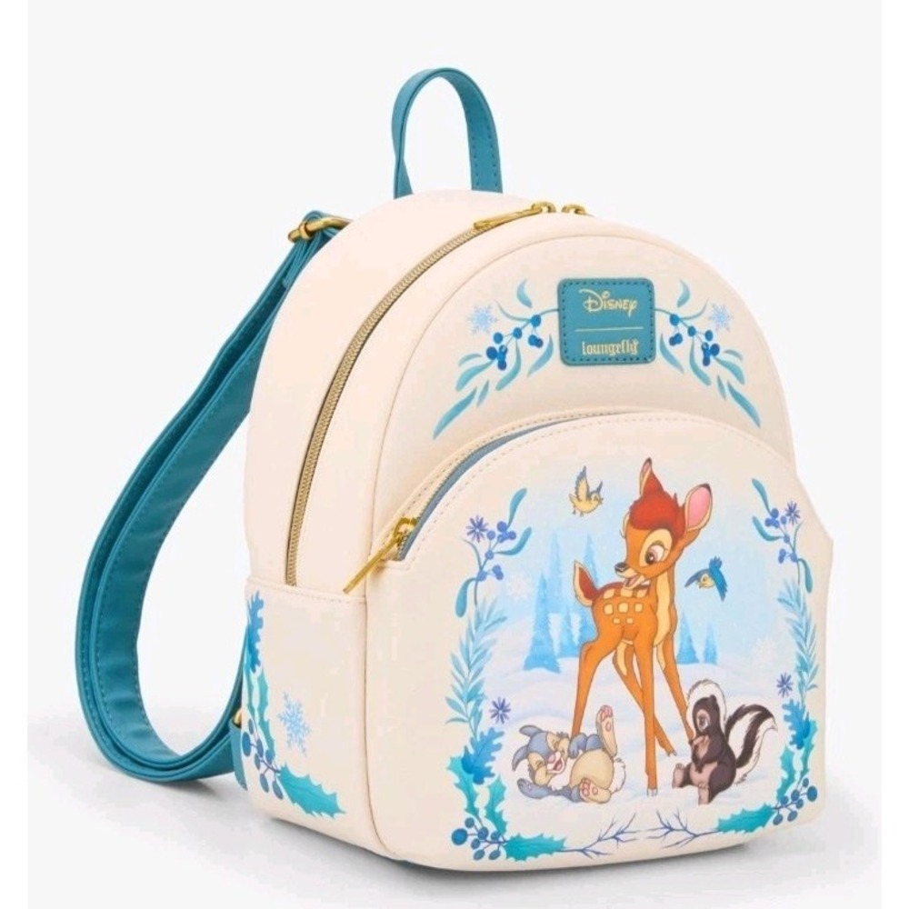 NWT Loungefly Disney Bambi Friends Thumper Floral Winter Snow Mini Backpack
